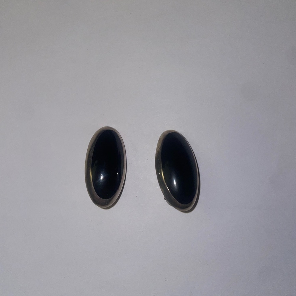 Antique 925 sterling silver black onyx earrings